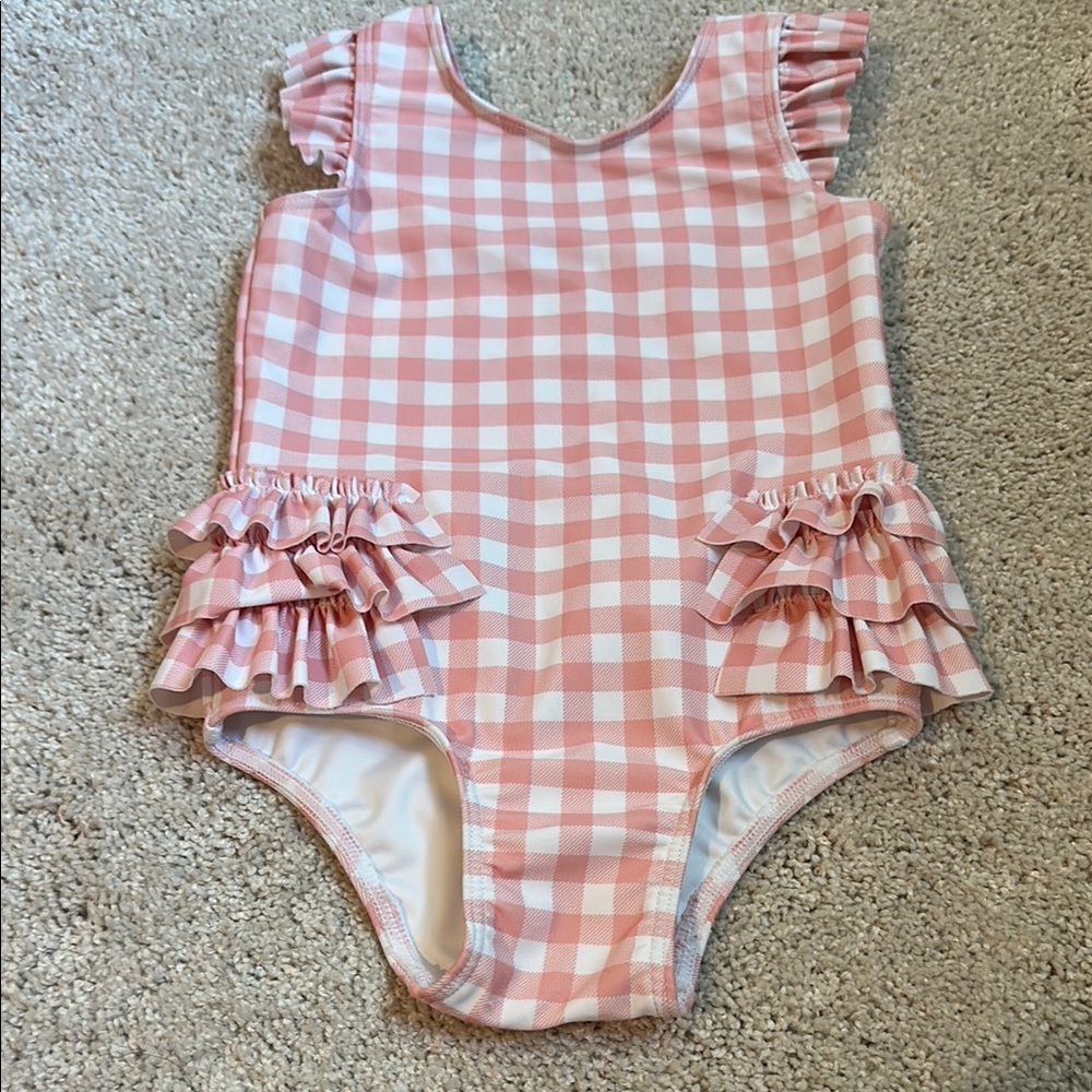 Tucker Peach Checkered Swimsuit